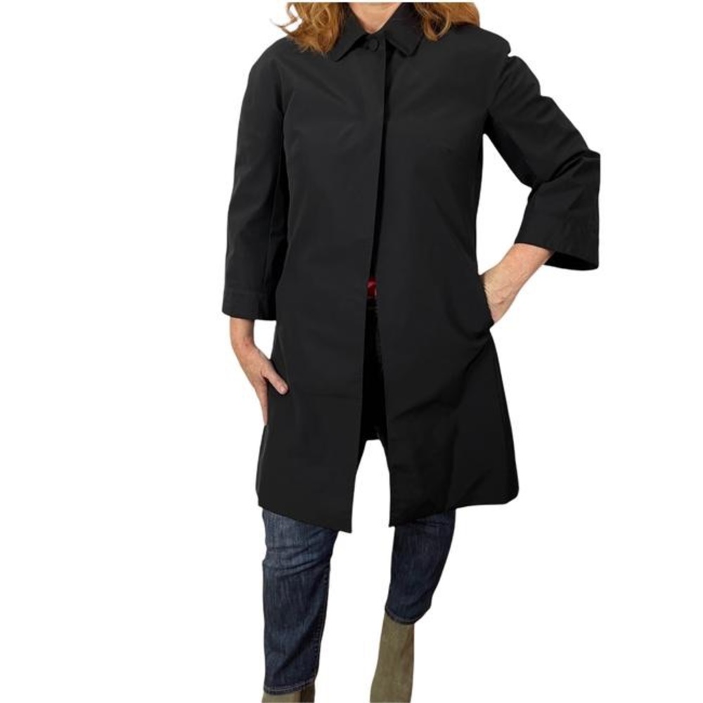 MARLOWE MADE IN ITALY WOOL & NYLON BLACK TRENCH COAT SIZE IT 35